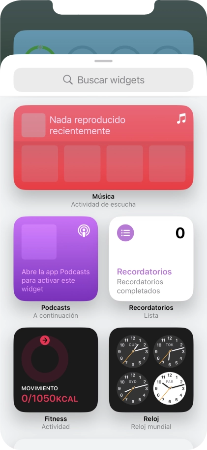 Pulsa el widget deseado.