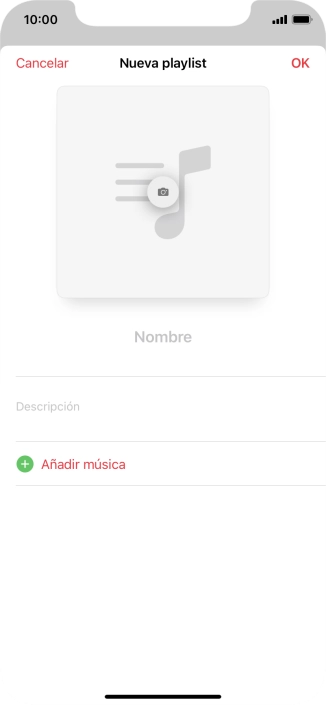 Pulsa en el campo de escritura e introduce el nombre de la lista de reproducción.