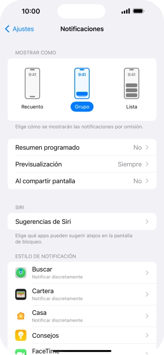 Pulsa Resumen programado.