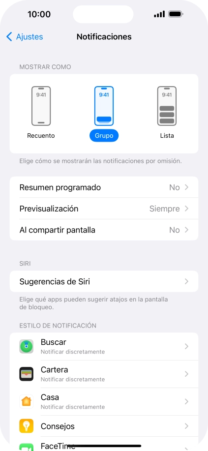 Pulsa Resumen programado.
