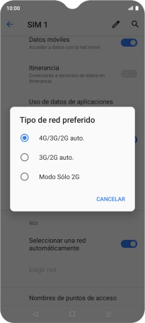 Pulsa el tipo de red deseado.