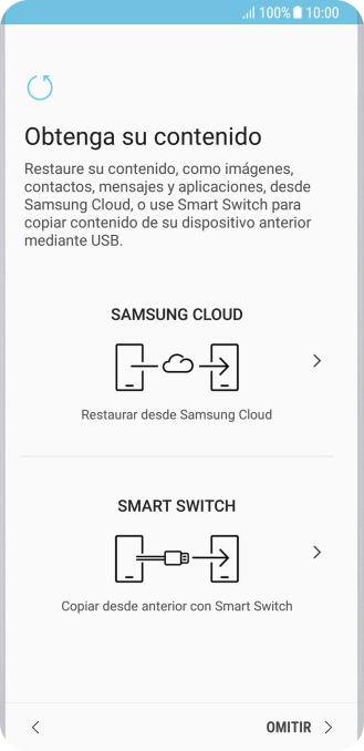 Puedes transferir el contenido de otro teléfono cuando activas tu teléfono por primera vez y cuando lo has restablecido. Cuando aparezca en la pantalla del teléfono esta imagen, ya está listo para la transmisión del contenido del otro teléfono.
