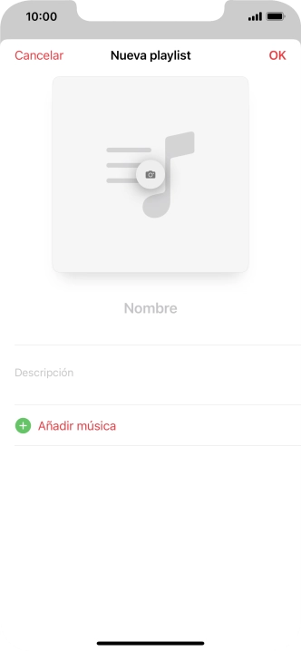 Pulsa en el campo de escritura e introduce el nombre de la lista de reproducción.