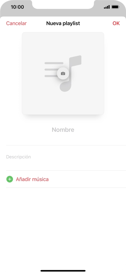 Pulsa en el campo de escritura e introduce el nombre de la lista de reproducción.
