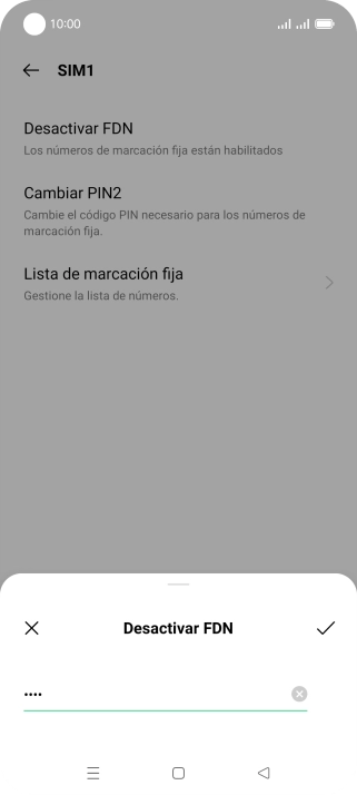 Introduce el código PIN2 y pulsa el icono de aceptar.