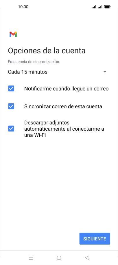 Si aparece en la pantalla esta imagen, tu cuenta de correo electrónico ha sido reconocida y configurada automáticamente. Sigue las indicaciones de la pantalla para introducir más información y terminar la configuración.