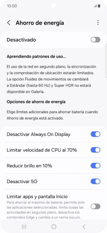 Pulsa el indicador junto a los ajustes deseados.