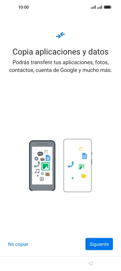 Puedes transferir el contenido de otro teléfono cuando activas tu teléfono por primera vez y cuando lo has restablecido. Cuando aparezca en la pantalla del teléfono esta imagen, ya está listo para la transmisión del contenido del otro teléfono.