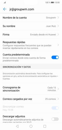 Pulsa Nombre de la cuenta e introduce el nombre de la cuenta de correo electrónico.