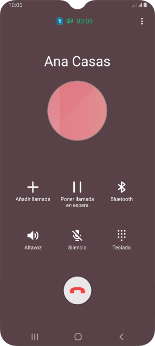 Pulsa el icono de finalizar llamada.