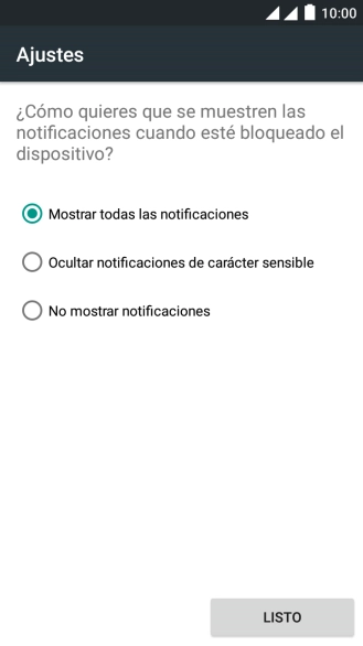 Pulsa el ajuste deseado.