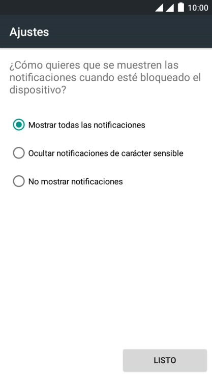 Pulsa el ajuste deseado.