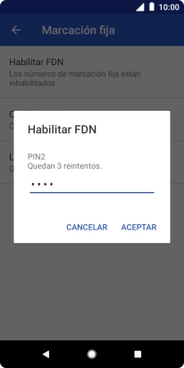Introduce el código PIN2 y pulsa ACEPTAR. Introduce el código PIN2 y pulsa ACEPTAR.