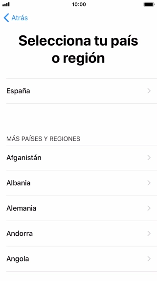 Pulsa el país o el área deseados.