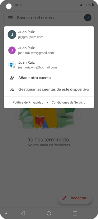 Pulsa la cuenta de correo electrónico deseada.