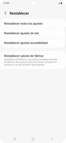 Pulsa Restablecer valores de fábrica.