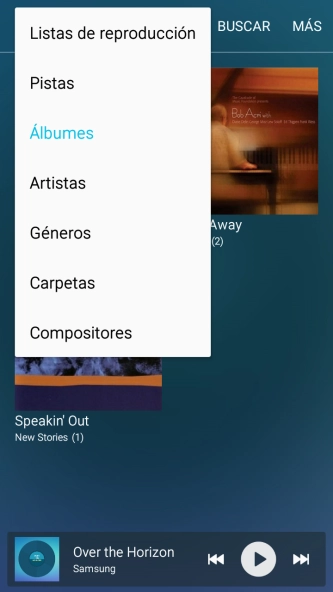 Pulsa una categoría y desplázate al archivo de música deseado.