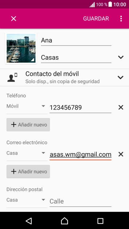 Pulsa la lista desplegable junto a la dirección de correo electrónico.