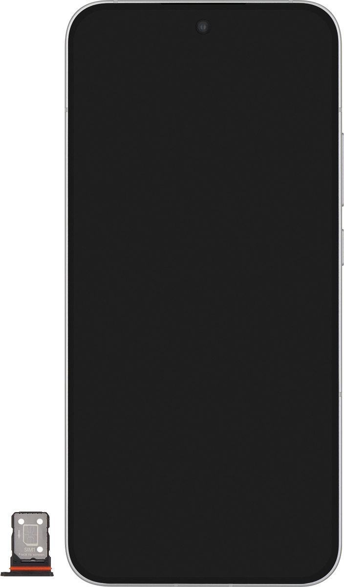 Gira la tarjeta SIM siguiendo la ilustración del primer contenedor de la tarjeta SIM y colócala en el contenedor.