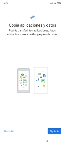 Puedes transferir el contenido de otro teléfono cuando activas tu teléfono por primera vez y cuando lo has restablecido. Cuando aparezca en la pantalla del teléfono esta imagen, ya está listo para la transmisión del contenido del otro teléfono.