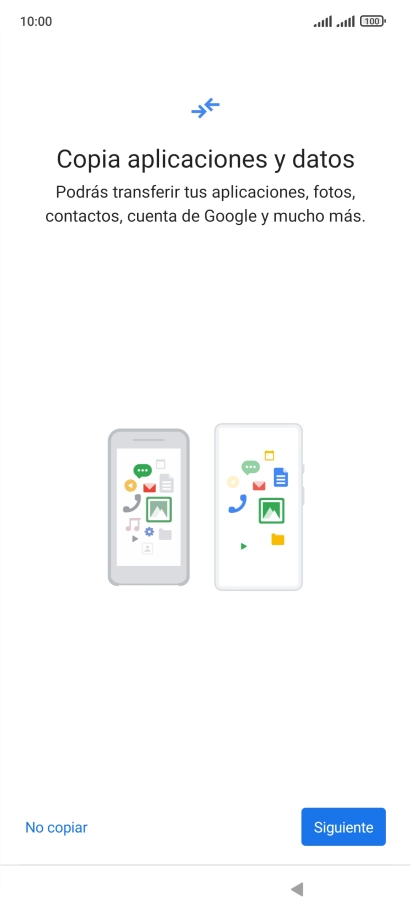 Puedes transferir el contenido de otro teléfono cuando activas tu teléfono por primera vez y cuando lo has restablecido. Cuando aparezca en la pantalla del teléfono esta imagen, ya está listo para la transmisión del contenido del otro teléfono.