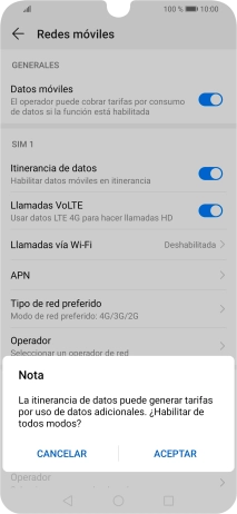 Si activas la función, pulsa ACEPTAR.