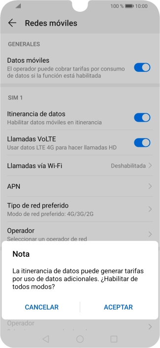 Si activas la función, pulsa ACEPTAR.