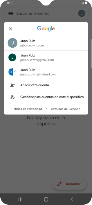 Pulsa la cuenta de correo electrónico deseada.