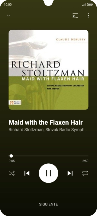 Pulsa la flecha hacia la derecha para ir al archivo de música siguiente.