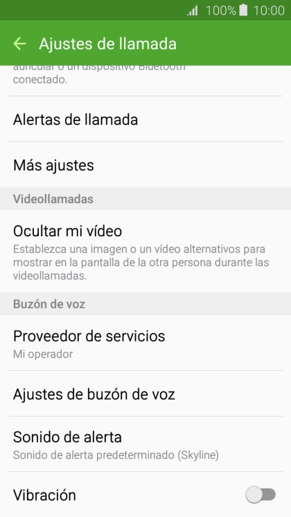Pulsa Ajustes de buzón de voz.