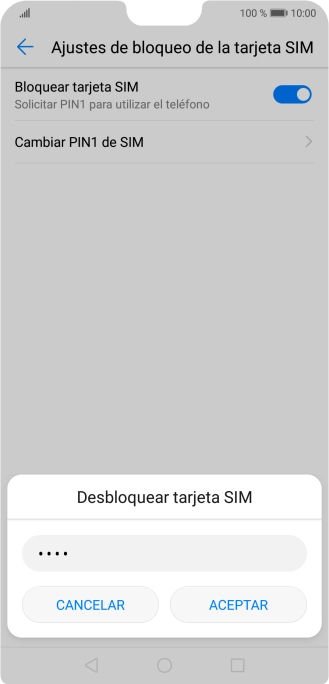 Introduce tu código PIN y pulsa ACEPTAR.