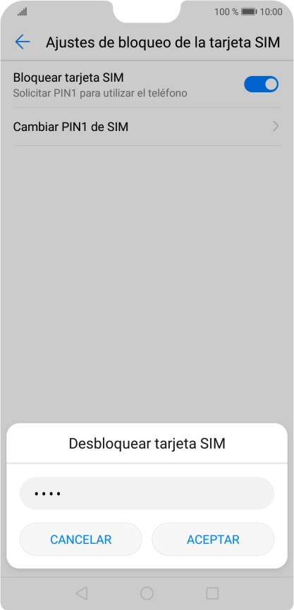 Introduce tu código PIN y pulsa ACEPTAR.