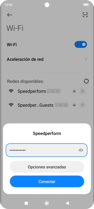 Introduce la contraseña de la red wifi y pulsa Conectar.