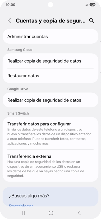 Pulsa Administrar cuentas.