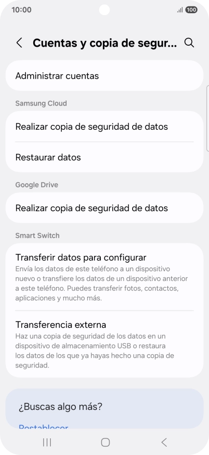 Pulsa Administrar cuentas.