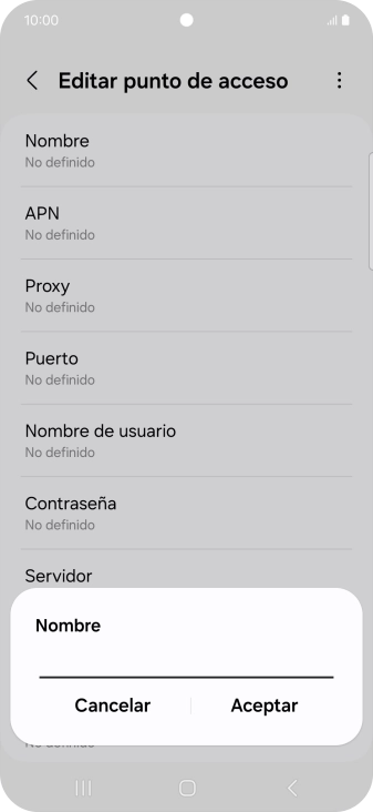 Introduce Vodafone Internet y pulsa Aceptar.