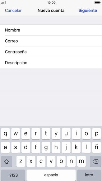 Pulsa Descripción e introduce el nombre de la cuenta de correo electrónico.