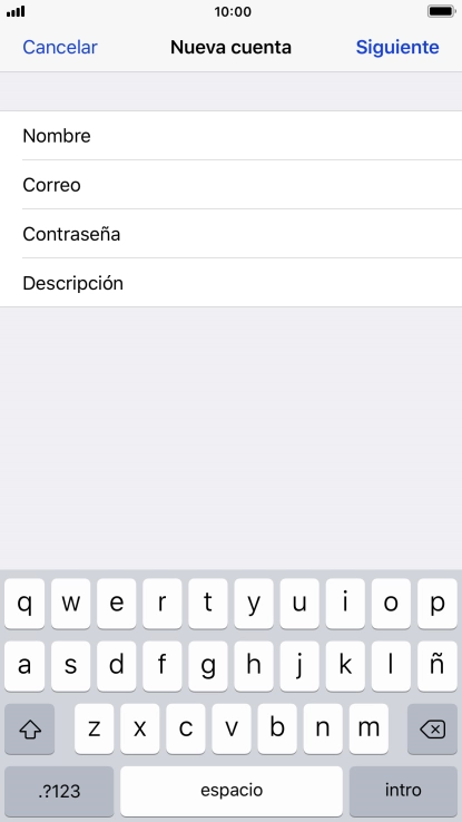 Pulsa Descripción e introduce el nombre de la cuenta de correo electrónico.