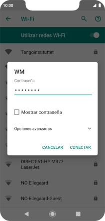 Introduce la contraseña de la red wifi y pulsa CONECTAR.