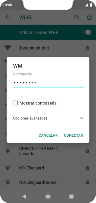 Introduce la contraseña de la red wifi y pulsa CONECTAR.