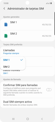 Pulsa la tarjeta SIM deseada. Pulsa la tarjeta SIM deseada.