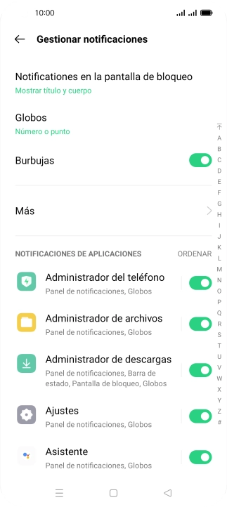Pulsa el indicador junto a las apps deseadas para activar o desactivar la función.