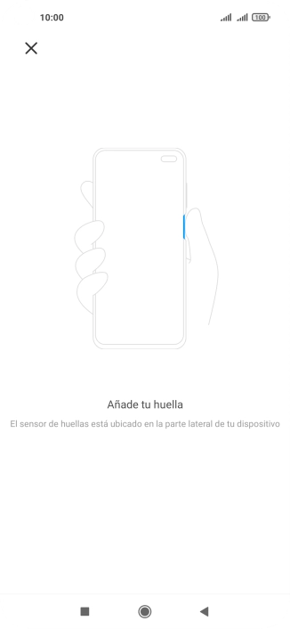 Sigue las indicaciones de la pantalla para crear una huella digital como código de seguridad.