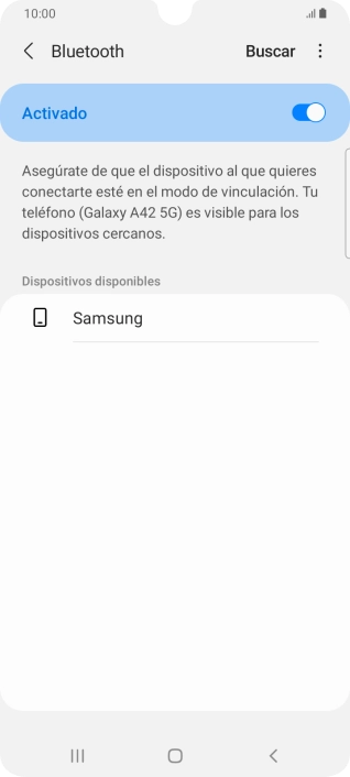 Pulsa el dispositivo Bluetooth deseado y sigue las indicaciones de la pantalla para vincular el dispositivo al teléfono.