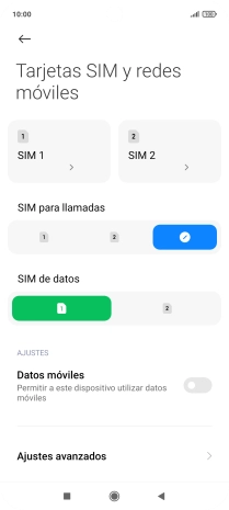 Pulsa la tarjeta SIM deseada.