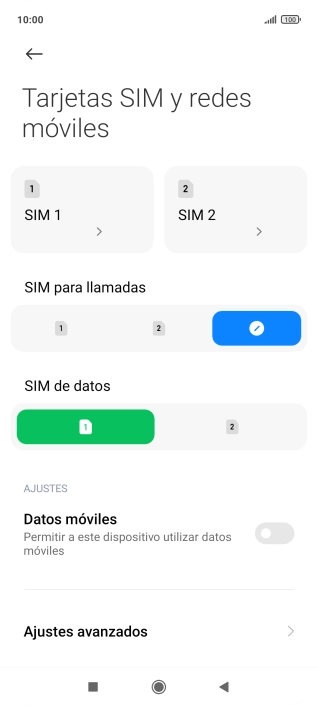 Pulsa la tarjeta SIM deseada.