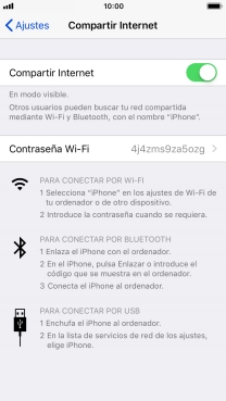 Pulsa Contraseña Wi-Fi e introduce una contraseña.