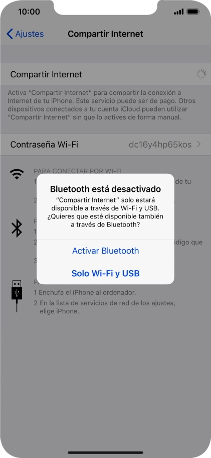 Si la función de wifi está activada, pulsa Solo Wi-Fi y USB.