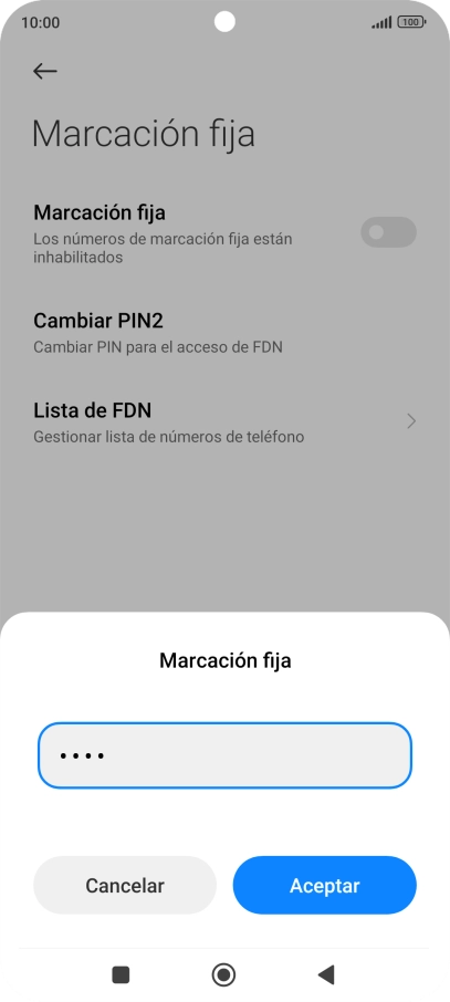 Introduce el código PIN2 y pulsa Aceptar.