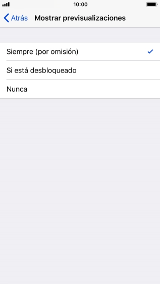 Para seleccionar la vista previa de las notificaciones en la pantalla de bloqueo, pulsa Siempre.
